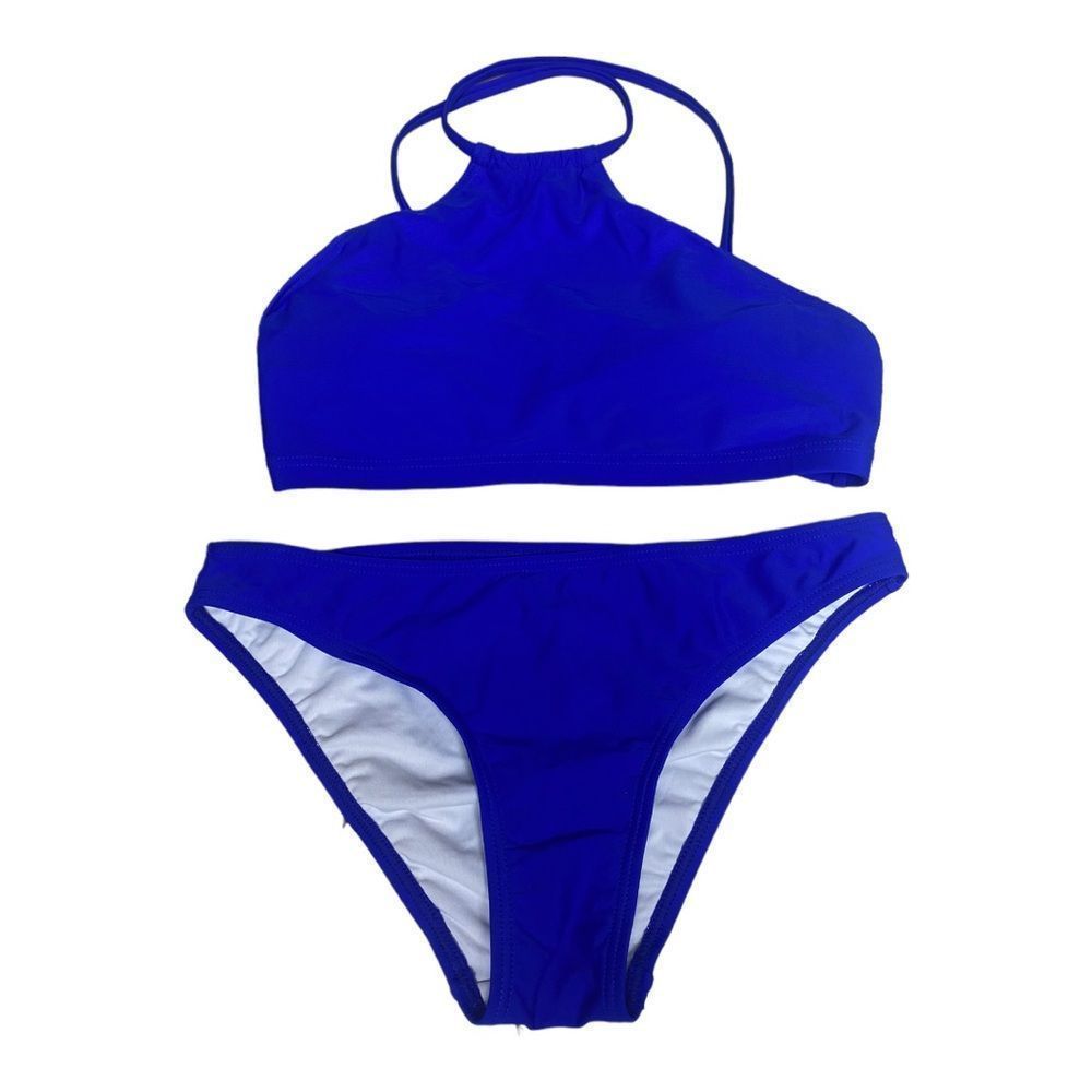 Charmo High Neck Bikini Swimsuit Two Piece Size Small Royal Blue NWT